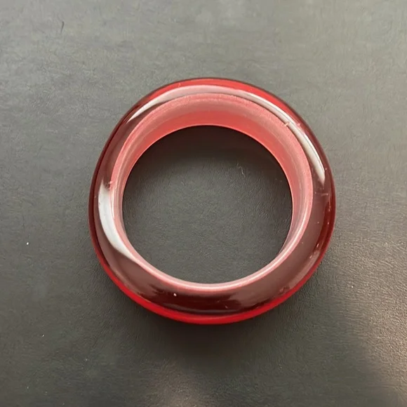 Vintage Plastic Bangle Bracelet, Red, Translucent, White, Retro, Boho - Picture 8 of 9